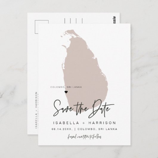 QUINN- Sri Lanka Kaart Save the Date *Verplaatsbaa (Voorkant / Achterkant)