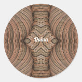 QUINN ~  tinten bruine fractal ~ Ronde Sticker (Voorkant)