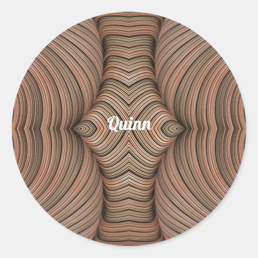 QUINN ~  tinten bruine fractal ~ Ronde Sticker (Voorkant)