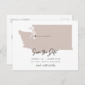 QUINN- Washington Kaart Save the Date Verplaatsbaa (Voorkant / Achterkant)