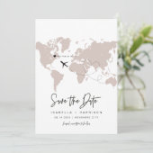 QUINN Wereldkaart Reisbestemming Save the Date Kaart (Staand voorkant)
