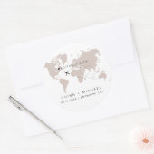 QUINN Wereldkaart Reisbestemming Save the Date Ronde Sticker (Envelop)