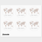 QUINN Wereldkaart Reisbestemming Save the Date Ronde Sticker (Vel)