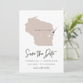 QUINN WISCONSIN Blush Pink Map Opslaan Datum Kaart (Staand voorkant)