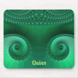 QUINN ~ Zany tinten van groene fractal patroon Muismat
