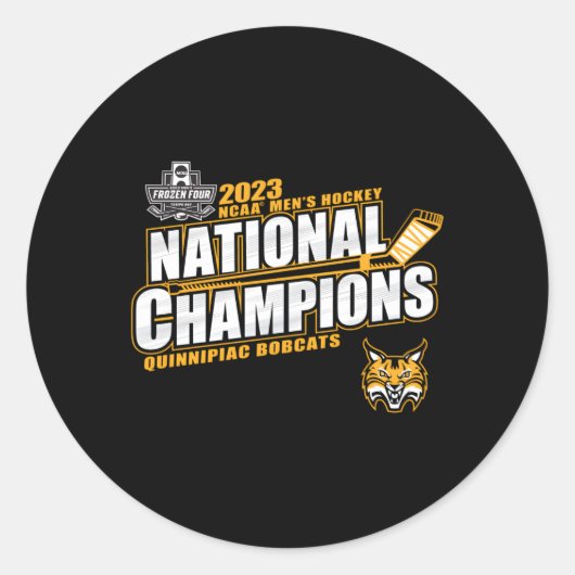 Quinnipiac Bobcats National Champs 2023 IJshockey Ronde Sticker (Voorkant)