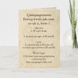 Quinquagenarian Dictionary Betekenis Happy 50th Kaart