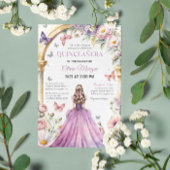 Quintencera Glam Paarse jurk verjaardagsfeestje Bedankkaart