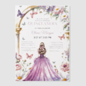 Quintencera Glam Paarse jurk verjaardagsfeestje Vellum Uitnodigingen (Voorkant)