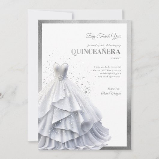 Quintencera Glam Red Dress Bedankkaart (Voorkant)