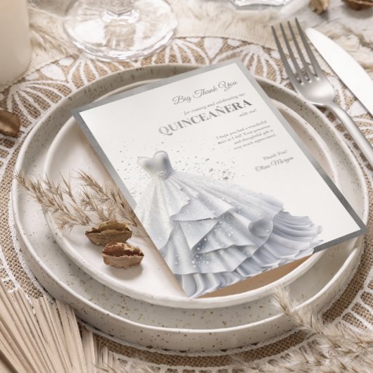 Quintencera Glam Red Dress Bedankkaart