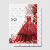 Quintencera Glam Red Dress Party Uitnodigen Vellum Uitnodigingen (Offset (Uitnodiging))