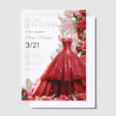 Quintencera Glam Red Dress Party Uitnodigen Vellum Uitnodigingen (Offset)