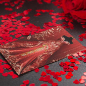 Quintencera Glam Red Dress Verjaardagsfeest Uitnod Bedankkaart