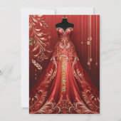 Quintencera Glam Red Dress Verjaardagsfeest Uitnod Bedankkaart (Voorkant)