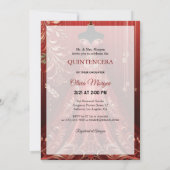 Quintencera Glam Red Dress Verjaardagsfeest Uitnod Bedankkaart (Achterkant)