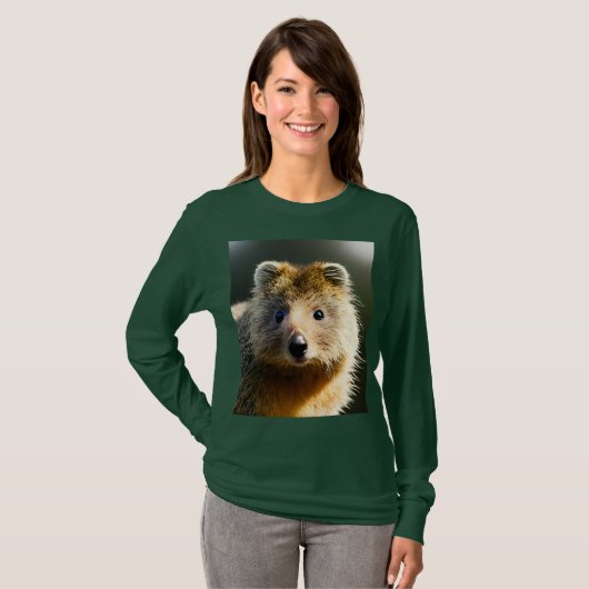 Quintin Ginger Quokka, Lange Dwerg T-shirt (Voorkant volledig)