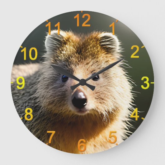 Quintin The Ginger Quokka, Wall Clock Grote Klok (Voorkant)