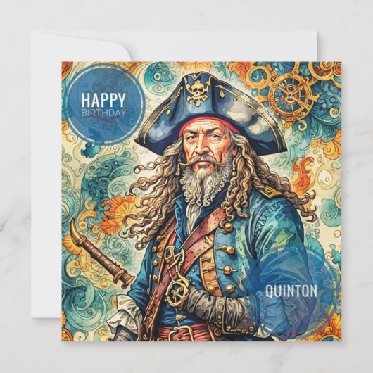 QUINTON ~ Verjaardag Kaart ~ Pirate ~ (Voorkant)