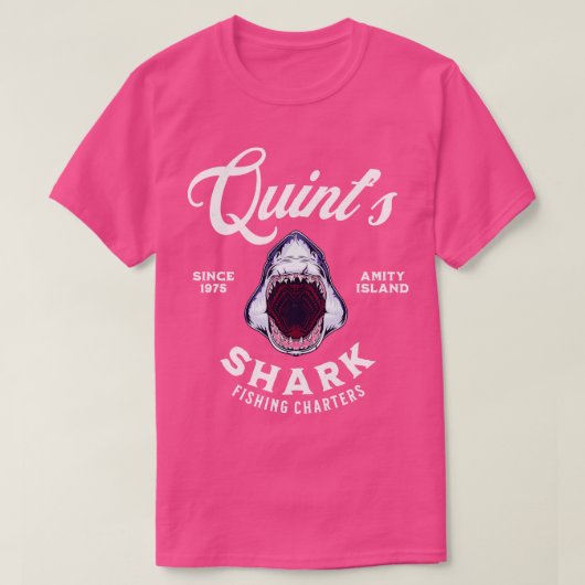 Quints Vist charters sinds 1975 Amity Island T-shirt (Design voorkant)