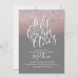 Quinze Valse Glitter Vlinders Zilver Verjaardag Kaart
