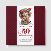 Quirky 50th birthday woman event guest book gastenboek (Voorkant)