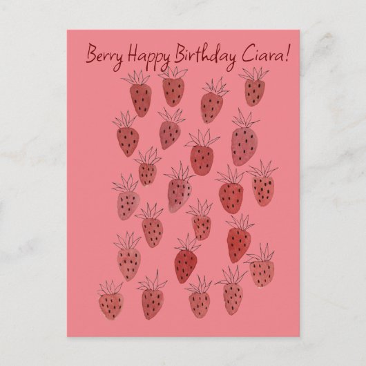 Quirky aardbery Pattern Birthday Kaart (Voorkant)