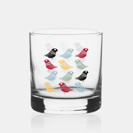 Quirky Abstract Birds Mid Century Danish Modern Whisky Glas (Achterkant)