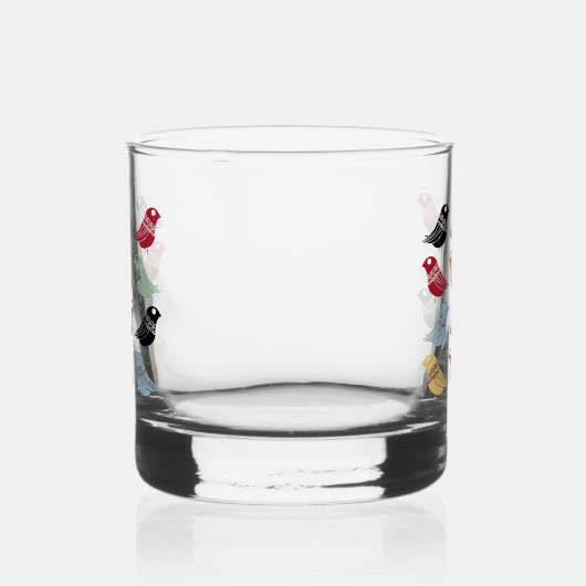 Quirky Abstract Birds Mid Century Danish Modern Whisky Glas (Links)