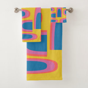 Quirky Abstracte geometrische vormen in helder gee Bad Handdoek