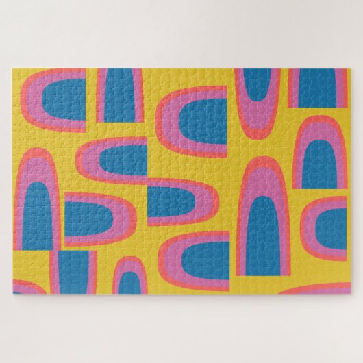 Quirky Abstracte geometrische vormen in helder gee Legpuzzel (Horizontaal)