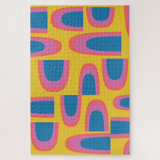 Quirky Abstracte geometrische vormen in helder gee Legpuzzel (Verticaal)