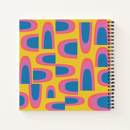 Quirky Abstracte geometrische vormen in helder gee Notitieboek (Achterkant)