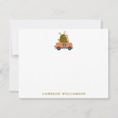 Quirky Alien Racing Car Personalized Stationery Bedankkaart (Voorkant)
