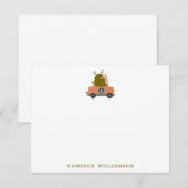Quirky Alien Racing Car Personalized Stationery Bedankkaart (Voorkant / Achterkant)