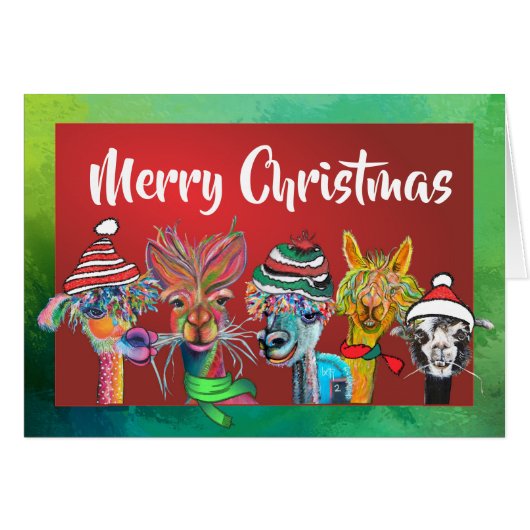 Quirky Alpacas Merry-kerstkaart 19-4 (Voorkant Horizontaal)