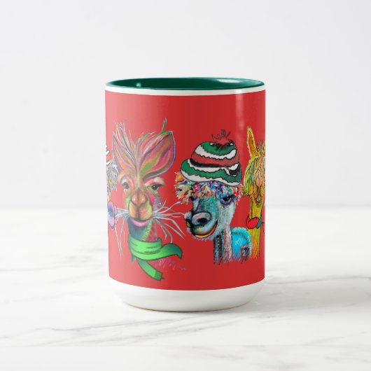 quirky alpacas vakantie mok-r1 tweekleurige koffiemok (Center)
