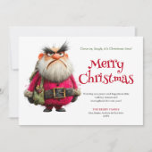 Quirky annoyed Santa editable holiday greeting car Feestdagenkaart (Voorkant)