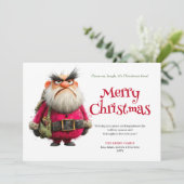 Quirky annoyed Santa editable holiday greeting car Feestdagenkaart (Staand voorkant)