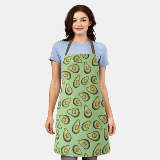 Quirky Avocado Illustrated Pattern Green Schort (Gedragen)