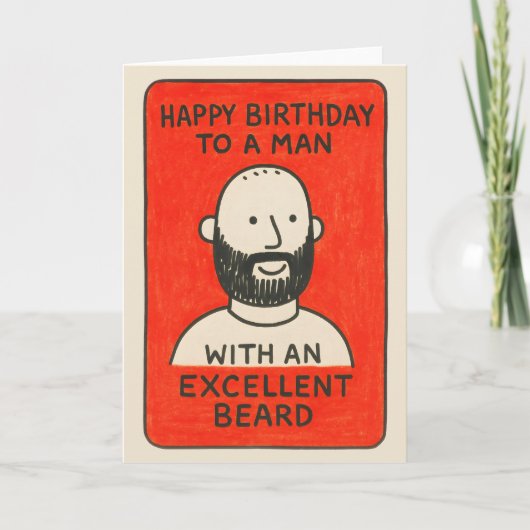 Quirky beard card to man with excellent hair kaart (Voorkant)