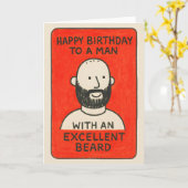 Quirky beard card to man with excellent hair kaart (Gele Bloem)