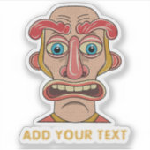 quirky beige cartoon expressive face sticker (Voorkant)