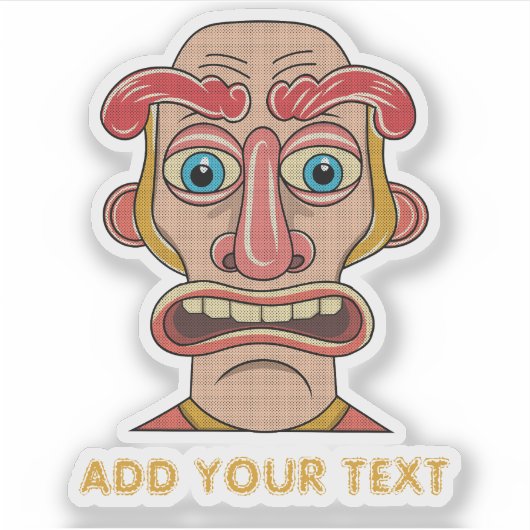 quirky beige cartoon expressive face sticker (Voorkant)