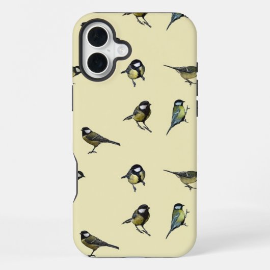 Quirky Bird Pattern Beige iPhone Hoesje (Achterkant)