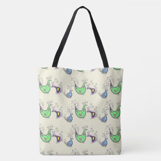 Quirky Birds Canvas tas (Achterkant)