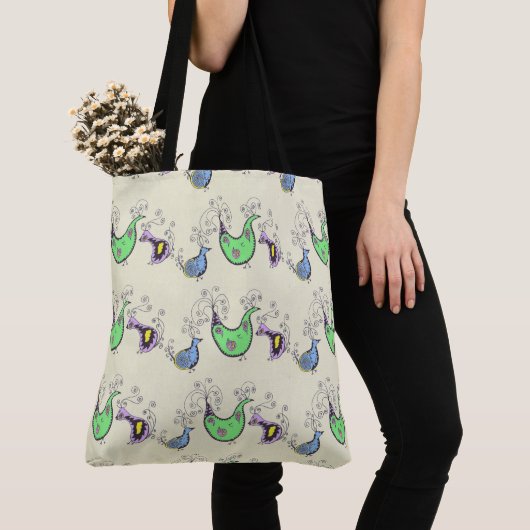 Quirky Birds Canvas tas (Dichtbij)