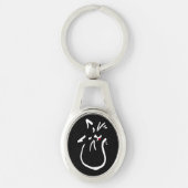 Quirky Black en White Cat Sleutelhanger (Voorkant)