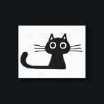 Quirky Black Kitty Cat Black en White Animal Art Canvas Afdruk<br><div class="desc">Reuzenzwarte katje met grote brede ogen, lange whiskers en lange staart. Voeg wat vrolijkheid toe aan een saaie blanco muur met deze griezelige dierlijke kunst. Fun voor een kamer van een kind of elke ruimte die een leuke zwart-witte kunstafdruk kan gebruiken. Bezoek Jenn's Doodle World voor de design en cadeaus...</div>