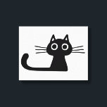 Quirky Black Kitty Cat Black en White Animal Art Canvas Afdruk<br><div class="desc">Reuzenzwarte katje met grote brede ogen, lange whiskers en lange staart. Voeg wat vrolijkheid toe aan een saaie blanco muur met deze griezelige dierlijke kunst. Fun voor een kamer van een kind of elke ruimte die een leuke zwart-witte kunstafdruk kan gebruiken. Bezoek Jenn's Doodle World voor de design en cadeaus...</div>